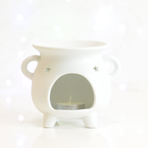 Cauldron Pentagram White Tealight Burner