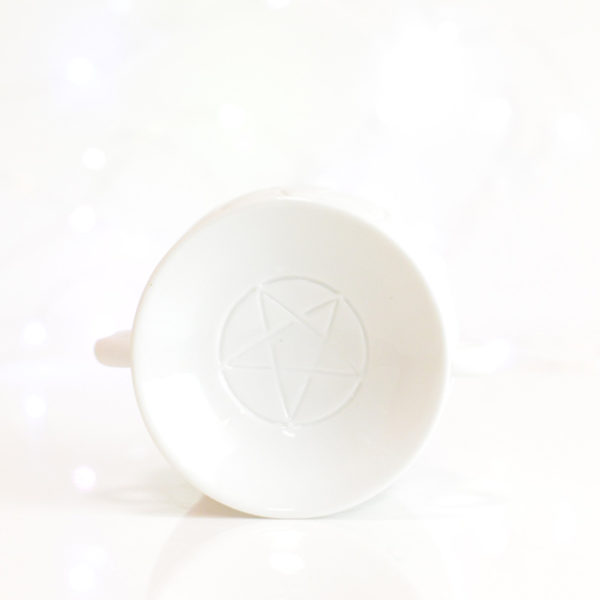 Cauldron Pentagram White Tealight Burner