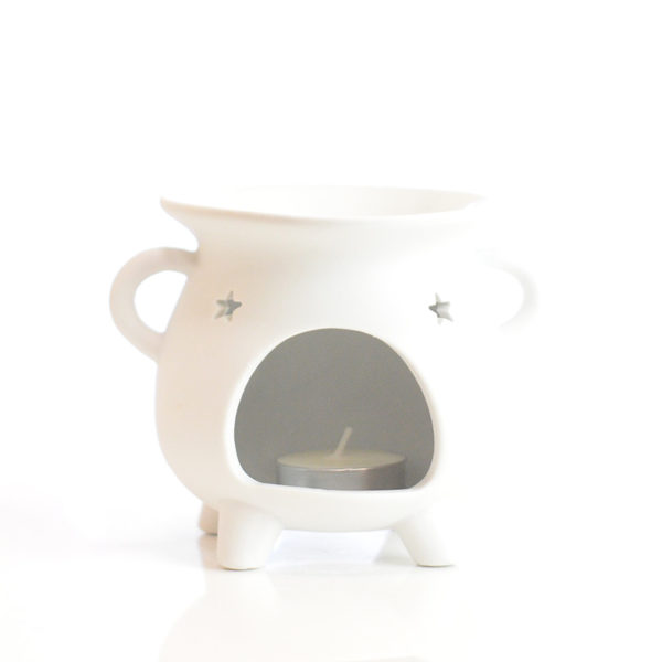 Cauldron Triple Moon White Tealight Burner