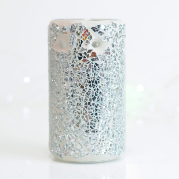 Mosaic Tube Silver Tealight Burner