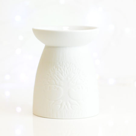 Tree Of life White Ceramic Tealight Burner