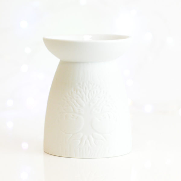 Tree Of life White Ceramic Tealight Burner