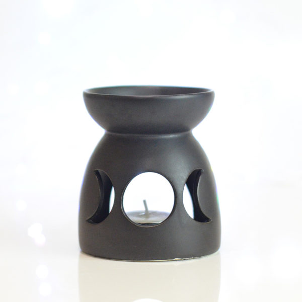 Triple Moon Black Tealight Burner